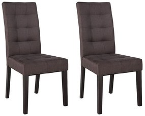 Komplet krzeseł VILLOSA - Brązowa tkanina + Ciemne drewniane nogi