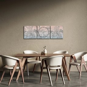 Obraz - Tropikalne rośliny na ścianie (z zegarem) (90x30 cm)