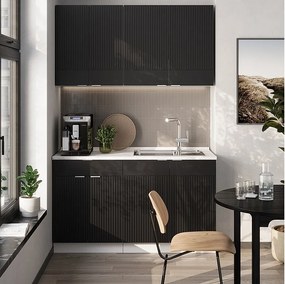 Pojedyncza kuchnia czarny w paski/biały 140x46x81.6 fame-line
