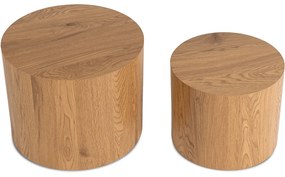Zestaw Stolików Kawowych LEILA 43 cm/53 cm Dąb Naturalny Skandynawski Loft