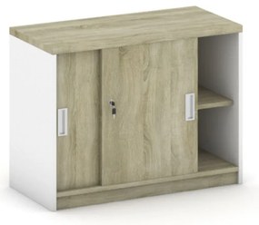 Nadstawka z przesuwnymi drzwiami MIRELLI, 800 x 400 x 600 mm, biały/dąb sonoma
