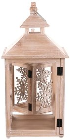 Zestaw latarni drewnianych Płatki śniegu 2 szt., naturalny