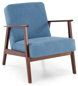 Fotel tapicerowany MILANO 1S niebieski/orzech HALMAR