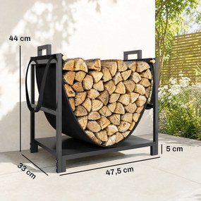 Outsunny Stojak na drewno 47,5 x 33 x 44cm podwyższony regał na drewno z płócienną torbą do 50 kg do wnętrz i na zewnątrz | Aosom PL
