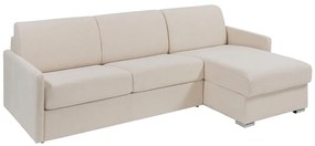 Kanapa narożna dwustronna rozkładana typu express z beżową tapicerką - Miejsce do spania 160 cm - Materac 18 cm - CALIFE
