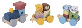 Tooky toy kolejka drewniana ze zwierzątkami  klocki układanka montessori