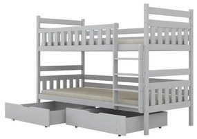 Łóżko piętrowe BARTEK 200x90 białe drewniane z szufladami KOCOT KIDS
