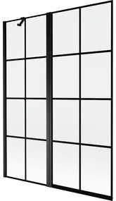 Mexen Mist parawan nawannowy 2-skrzydłowy lewy 130 x 150 cm, czarna kratka, czarny - 8A9-130-011-70-77-L