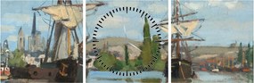Obraz - Claude Monet, Ships Riding on the Seine at Rouen, reprodukcje (z zegarem) (90x30 cm)