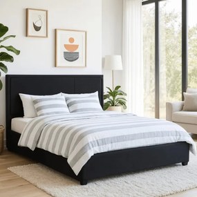 Łóżko Tapicerowane 160x200 cm ANDRE ze Stelażem Dwuosobowe Welurowe Czarne