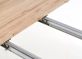 Nowoczesny stół Calipso półokrągły rozkładany 160-200 cm z białym blatem MDF i nogami ze stali w kolorze dąb san remo