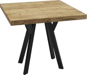 Stół kwadratowy rozkładany Dąb Craft 90/190 + czarne nogi drewniane