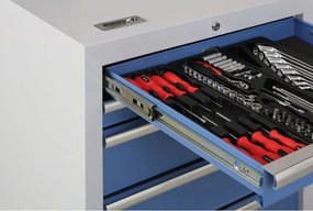 Szafka warsztatowa do blatu G2, 4 szuflady, 680 x 455 x 910 mm, niebieski