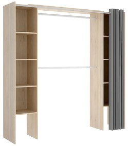 Rozkładana garderoba DORIAN - Dł.110/180 cm - Kolor: dębowy i szary
