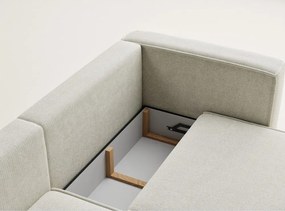 Kremowy rozkładany/ze schowkiem narożnik z tkaniny szenilowej (lewostronny/z szezlongiem) Velto – Maison de Rêve