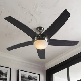 Stalowy Wentylator sufitowy z lampa i pilotem z pilotem - Cool 52Designerski Oswietlenie wewnetrzne
