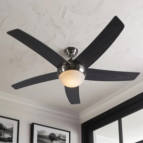Wentylator sufitowy z lampa i pilotem stalowy 132 cm ze zdalnym sterowaniem - CoolDesignerski Oswietlenie wewnetrzne
