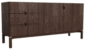 Ciemnobrązowa niska komoda w dekorze dębu 160x73 cm Arun – Unique Furniture