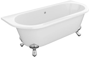 Wanna wolnostojąca przyścienna retro na nóżkach - 190 L - 170 x 74 x 62 cm - Biała - Akryl - SPARUS