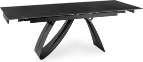 Zestaw Stół Rozkładany DEVON 160-220 cm Czarny Marmur/Czarny i 4 Krzesła LARISA Cappuccino