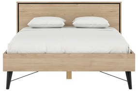 Łóżko dwuosobowe w dekorze dębu ze stelażem 140x200 cm w naturalnym kolorze Ry – Tvilum