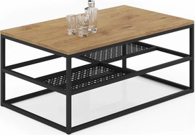 Industrialny stolik kawowy dąb lancelot + czarny F0-A40