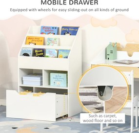 HOMCOM Regał dla Dzieci z Szufladą, Regał na Książki z Półkami, 60 x 29,9 x 90 cm, Biały