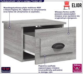 Wisząca szafka nocna w kolorze szary dąb sonoma Galisso 16X