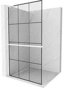 Mexen Kioto+ L ścianka prysznicowa z półką Walk-in 120 x 200 cm, czarny wzór, biała - 800-120-123-20-77