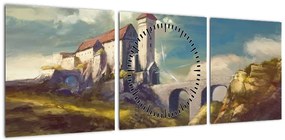 Obraz - Średniowieczny zamek (z zegarem) (90x30 cm)
