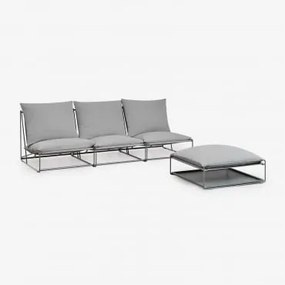 Modułowa Sofa Ogrodowa 3-częściowa Z Pufem Rozkładanym Amaro Grey - Sklum