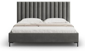 Szare tapicerowane łóżko dwuosobowe ze schowkiem i stelażem 180x200 cm Casey – Mazzini Beds