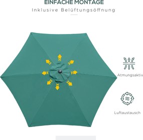 Outsunny® Parasol Ogrodowy Przeciwsłoneczny Aluminium Zielony