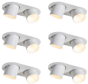 Set van 6 inbouwspots wit GU10 50mm 2-lichts - Installa Oswietlenie wewnetrzne