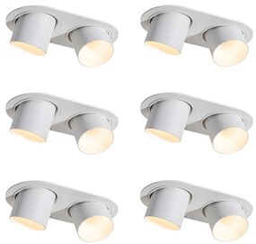 Zestaw 6 białych dwupunktowych spotów wpuszczanych GU10 50mm - Installa