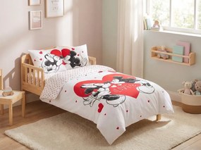 PrzytulneMieszkanie.pl PrzytulneMieszkanie.pl Dziecięca bawełniana pościel MICKEY & MINNIE LOVE biała Rozmiar pościeli: 70 x 90 cm | 140 x 200 cm