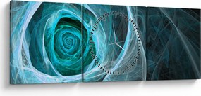 Obraz - Abstrakcyjny różowy niebieski z czarnym tłem (z zegarem) (90x30 cm)