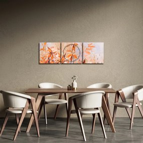 Obraz - Malowane kwiaty (z zegarem) (90x30 cm)