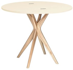 Stół półokrągły CUTTI 90x90 rozkładany kremowy/jesion RAGABA
