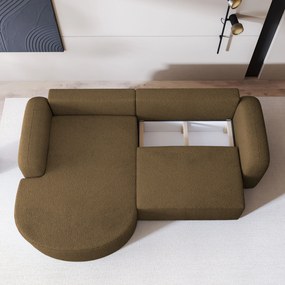 Masseno Narożnik AMILIA z funkcją spania i pojemnikiem na pościel Narozniki L, Rozkładana sofa - Miodowy, QUELLE 17