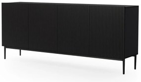 Komoda Nicole 200 cm z metalowymi nogami- czarny mat / czarne nóżki