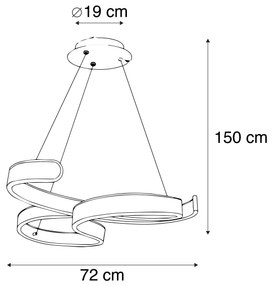 Designerska lampa wisząca szara z 3-stopniowym ściemnianiem LED - FrankDesignerski Oswietlenie wewnetrzne