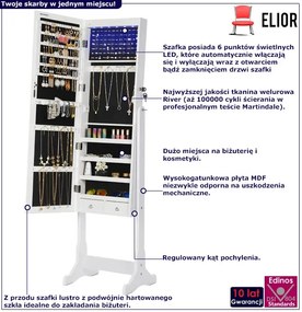 Biała Podświetlana Szafka Z Lustrem Na Biżuterię D5-A82