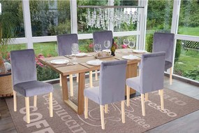 Aksamitne krzesło do jadalni Littau (zestaw 6 sztuk),  szary, jasne nogi