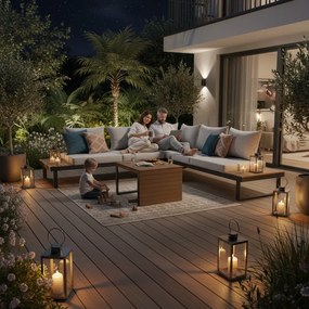 Zestaw Mebli Ogrodowych MARBELLA z Sofą Narożnikiem i Stolikiem SZARY