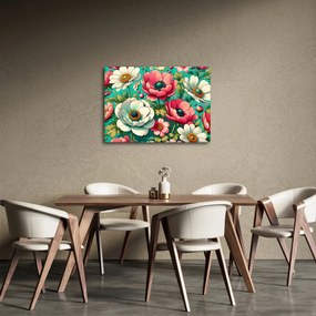 Obraz - Kwiaty na niebieskim tle (70x50 cm)
