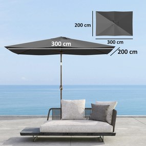 Outsunny Pokrowiec zamienny na parasol 2 x 3 m 6 żeber UV50+ i wodoodporny pokrycie parasola tarasowego | Aosom PL