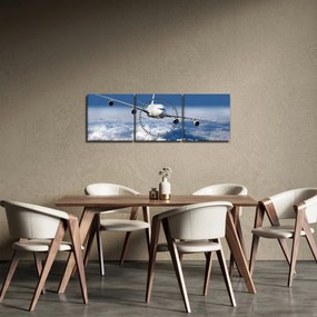 Obraz - Samolot w chmurach (z zegarem) (90x30 cm)