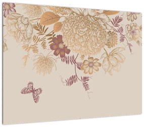 Obraz - Vintage kwiaty i motyle (70x50 cm)