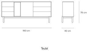 Ciemnoszara wysoka komoda 180x76 cm Corvo – Teulat